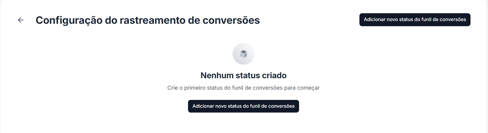 Tela de Configuração de Conversões